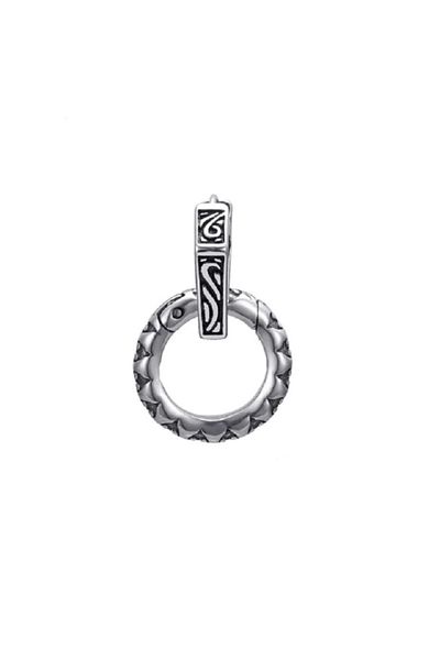 northstarshop Large Antique Design Combination Ring Accessory Snap Hexagon Tribal Men's 316l Steel Earring (single)