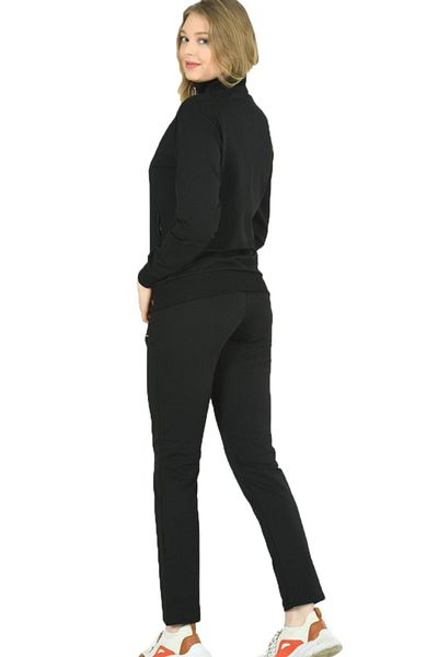 TRENDHİLL Trend Hill Black Women's Turtleneck Full-Length Zippered Plus Size Tracksuit Edy201836b
