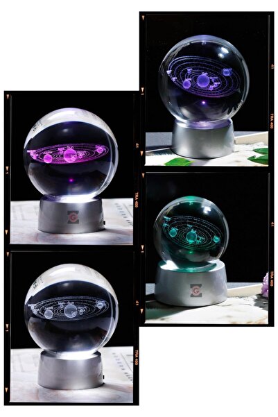 Zemtigo Renk Değiştiren Led Işıklı Güneş Sistemi Satürn Dünya Cam Küre Lamba ...