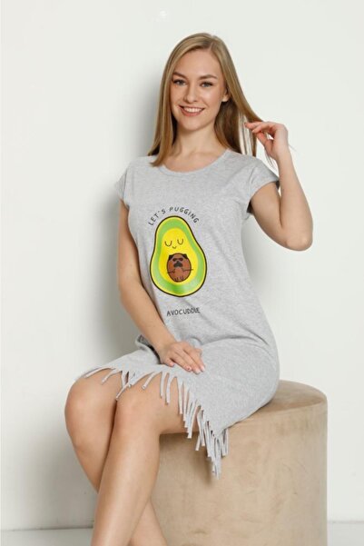 ZBTEKS Χτενισμένο βαμβακερό φόρεμα με σχέδιο αβοκάντο