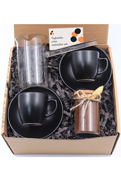 vegahediye v vega 2'li Siyah Mat Fincan Takımı & Cam Cezve & Cam Kavanoz Türk...