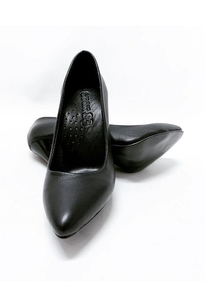stok83 Stiletto de damă din piele naturală neagră
