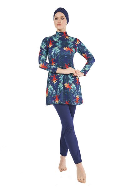 Estiva Women's Full Covered Hijab Swimsuit - Navy Blue