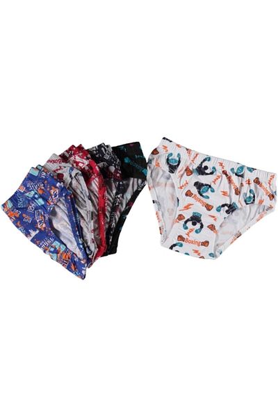 bejamonti Boy's Colorful Patterned Cotton Panties 12 Pcs