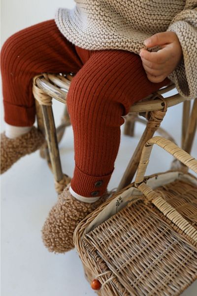 gogo bici Button Detailed Ribbed Baby Knitwear Leggings