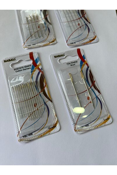 Yabalı Iğne Paketi 4 Lü Set Boncuk Etamin Kanaviçe Sosyete Yün Iğnesi