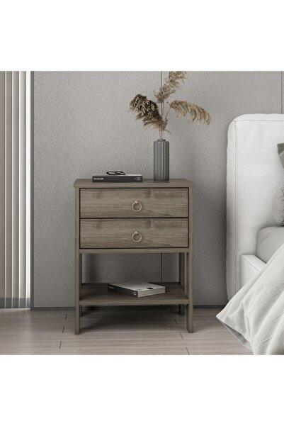 DEKOROSSO Zen Modern 2 Çekmeceli Komodin Ceviz