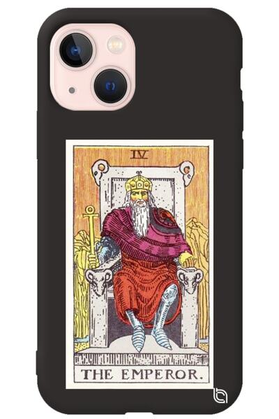 WANNA PROTECT iPhone 13 Black Premium Velvet Inside Tarot Emperor Patterned S...