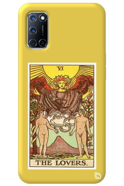 WANNA PROTECT Oppo A72 Yellow Premium Velvet Inside Tarot Lovers Patterned Si...