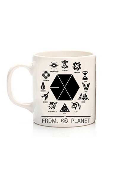 ART HEDİYE كوب K-pop Exo Planet Black Icon مطبوع على الجانبين