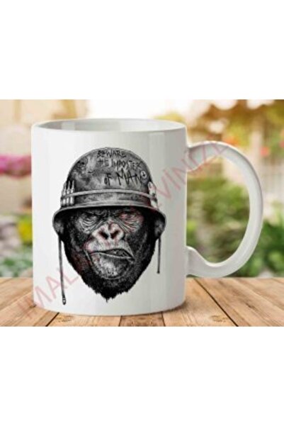 ART HEDİYE كوب مطبوع عليه قرد الجندي على الجانبين.jpg