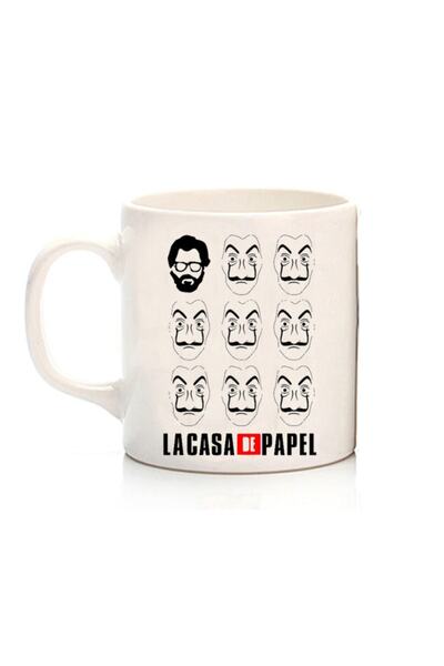 ART HEDİYE كوب مطبوع على الجانبين من أقنعة La Casa De Papel