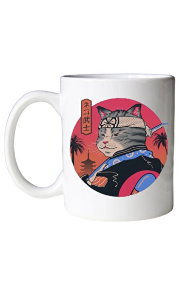 ART HEDİYE كاتانا الساموراي كات أيقونة كوب مطبوع على الجانبين