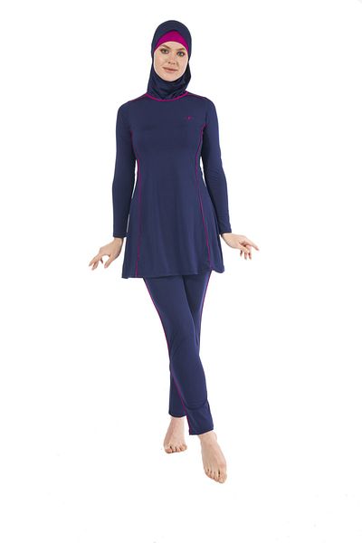 Estiva Women's Full Covered Hijab Swimsuit - Navy Blue