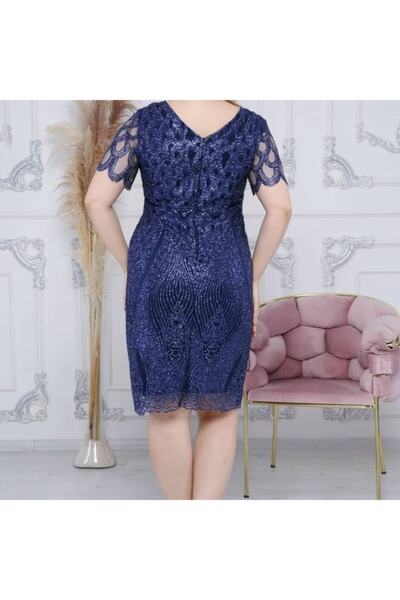 HaiModa Kadın Elbise Büyük Beden Pullu Simli