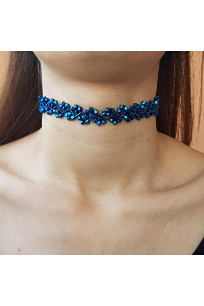 Handmade By HLY Handmade Antique Blue Crystal Choker Necklace
