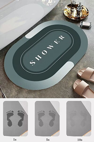 Kitchen Beauty Diatomit 3,5 Mm 40x60 Oval Süper Su Emici Banyo Paspası Diyato...