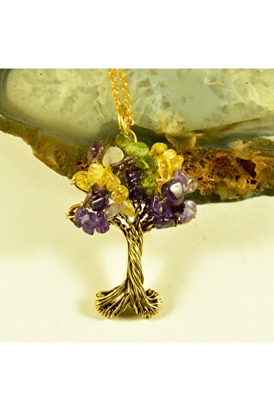 mba handmade jewelry قلادة شجرة الحياة - جمشت - سيترين - زيبيرسيت - قلادة مصن...