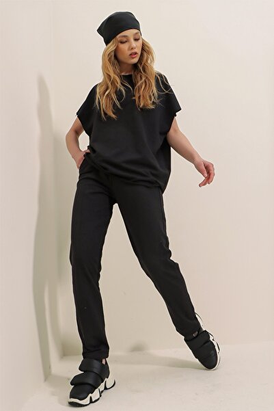 Trend Alaçatı Stili Sweatsuit - Black - Relaxed fit