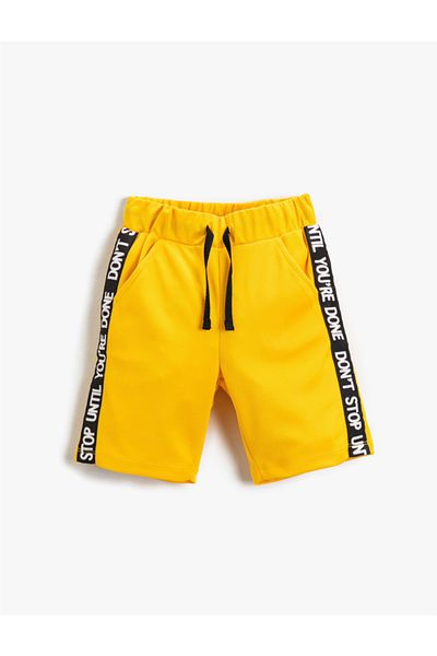 Koton Slogan Printed Shorts with Lace Waist