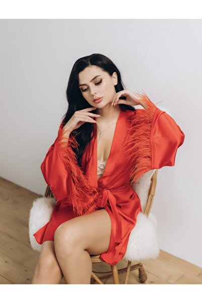 Before To Be Bride Κόκκινο φόρεμα με φτερά καμηλοπάρδαλης