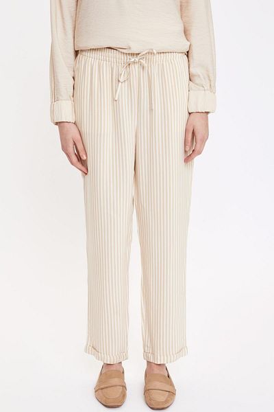 DeFacto Pantaloni de viiscoză cu detaliu din dantelă cu talie în dungi Relax Fit