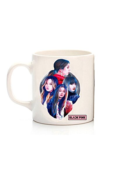 ART HEDİYE Black Pink Band Two Sided Printed Mug Cup