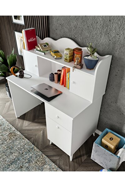 KZNMOB HOME Akasya Çalışma Masası, Bilgisayar Masası, Ofis Masası Beyaz - Tamamı 1. Kalite Mdf