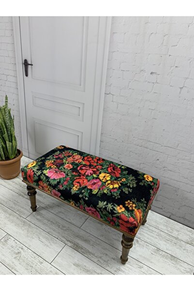 Urban Home Halı Desenli Ahşap Ayaklı Bench&puf