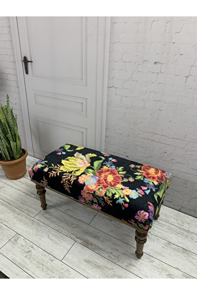 Urban Home Halı Desenli Ahşap Ayaklı Bench&puf