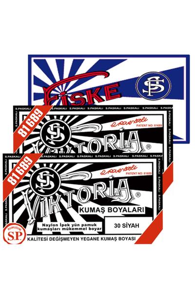 Viktoria Viktoria Toz Kumaş Boyası - 2 Adet Siyah + 1 Adet Fiske