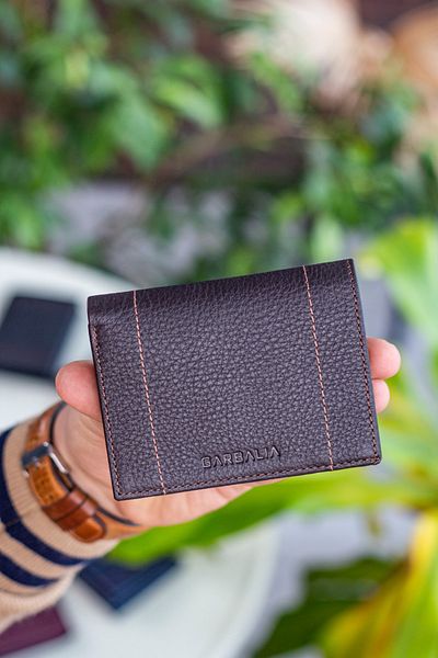 Garbalia Мъжки кафяв портфейл от естествена кожа Franklin