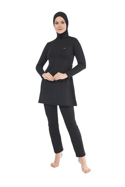 Estiva Women's Fully Covered Hijab Swimsuit - Black