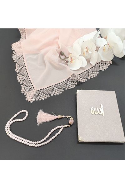 AYHANHOME Dowry, Gift, Bridal Bundle Set, Needle Embroidered Prayer Cloth, Yasin, Prayer Beads