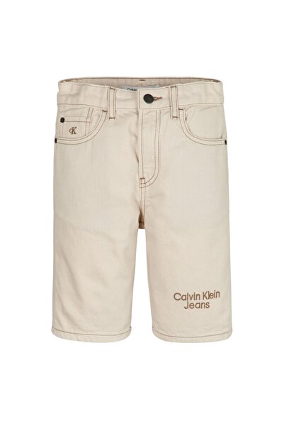 Calvin Klein Ib0ıb01233-denim Rlxd Ecrushort Normal Bel Rahat Kalıp Düz Bej E...