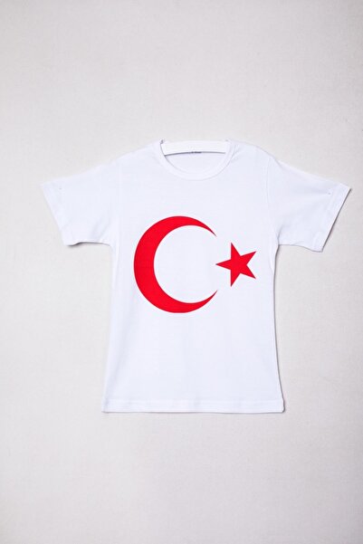 Jomoti Μπλουζάκι Unisex με στάμπα με λευκή τουρκική σημαία