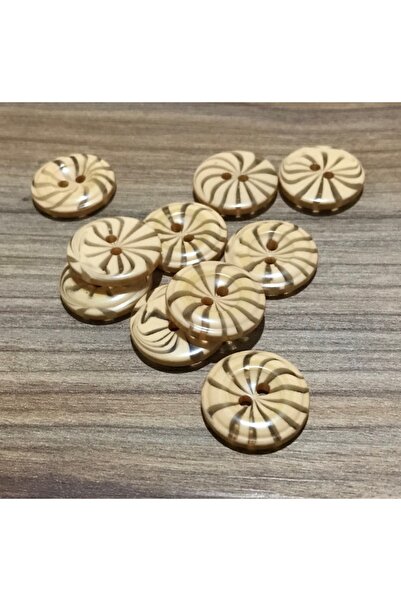 Öztürk Zebra Pattern Button. 2 cm. Pack of 10 Colour: Ecru.