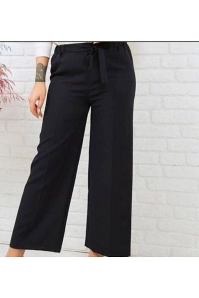 freedom fashion Pants Wide Leg Dumbbell Belted Black