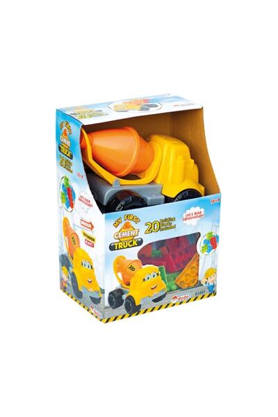 Fırsat Oyuncak مكعبات شاحنة أسمنتية صغيرة مع صندوق ألعاب (20 قطعة)
