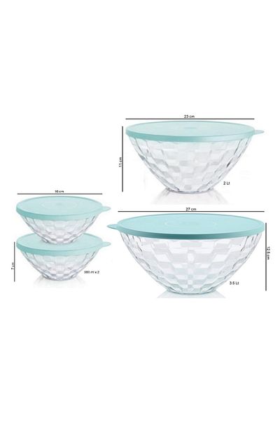 Tupperware Diamond Service Set 4-Piece Refrigerator Storage Container 3.5-2-500 Hsgl