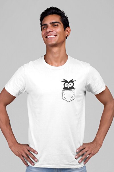 ROCKANDROLL Surprised Bird in the Pocket Tricou alb cu mânecă scurtă pentru b...