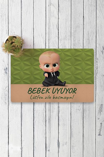 Vagonik Baby is Sleeping Boss Baby Digital Printed 50x70cm Decorative Multi-Purpose Indoor and Outdoor Door Mat