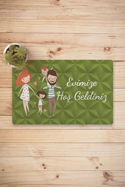 Vagonik Family Digital Printed 50x70cm Decorative Multi-Purpose Indoor and Outdoor Door Mat