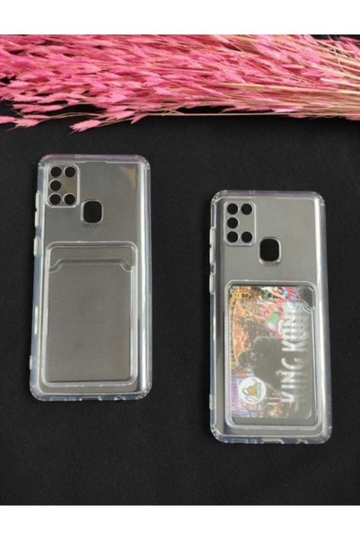 Aksesuarda Moda Samsung A21S Compatible Transparent Case with Card Compartment