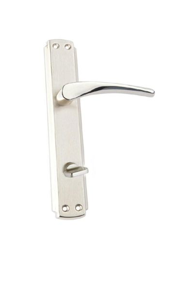 ARON Brawo Mali Mirrored Door Handle Nickel Satin (BATHROOM-WC) Door Handle Right (1 SET WITH BACK AND FRONT)