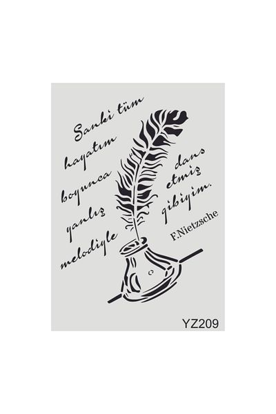 STENCİLTASARIM Stencil Design Yz209 Turkish Handwriting - Decorative Wall, Item, Fabric Painting Templates 21x30 Cm