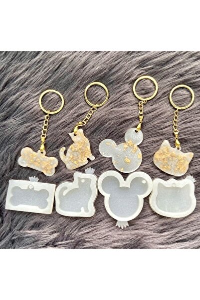 se7enhome مجموعة من 4 قلادات من راتنجات الإيبوكسي - قالب سيليكون لسلسلة المفاتيح