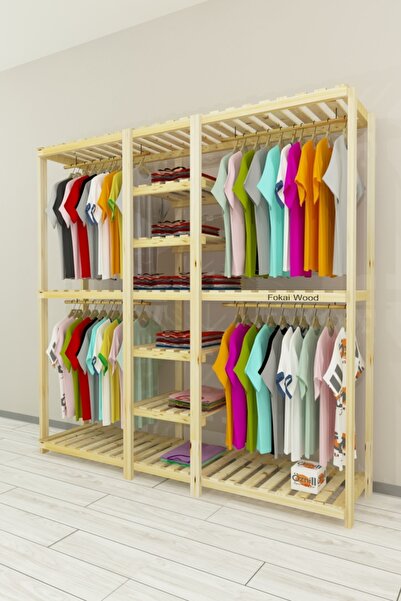 Fokai Wood Grande Quatro Açık Ahşap El Yapımı Elbise Dolabı