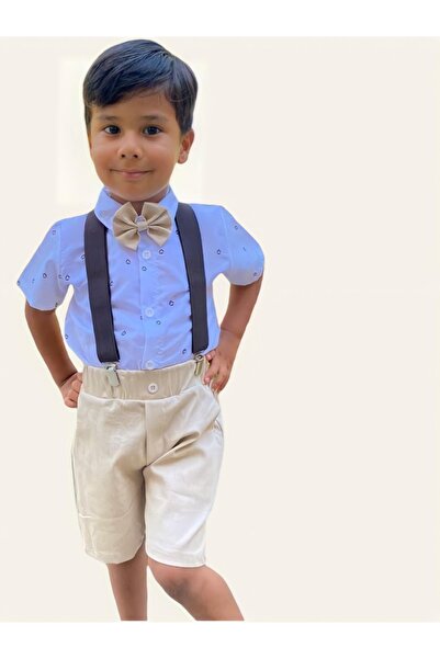 Pink Hippo Kids Leptir kravata, bela košulja, set letnjih šortsa (4 DEOVA)