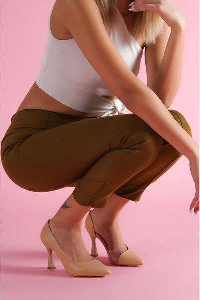 DİVOLYA Violet Nude Toe Transparent Detailed Daily Use Stiletto